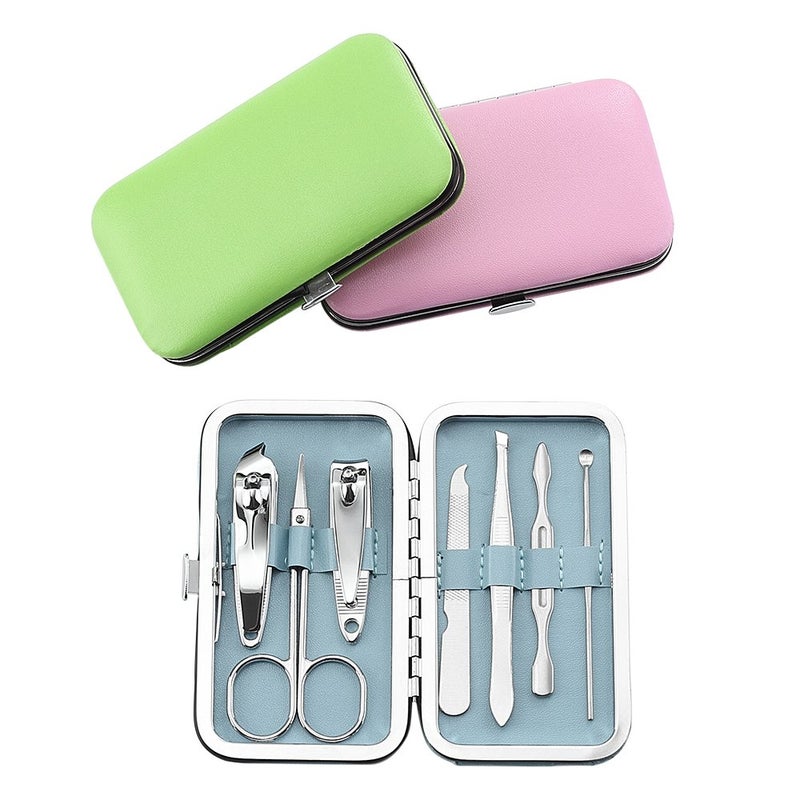 QLL 3 Pack 7Pcs Manicure Set, Stainless Steel Nail Clipper Set with case, Personal Pedicure Kit for Women Men Girls Travel - Image 1